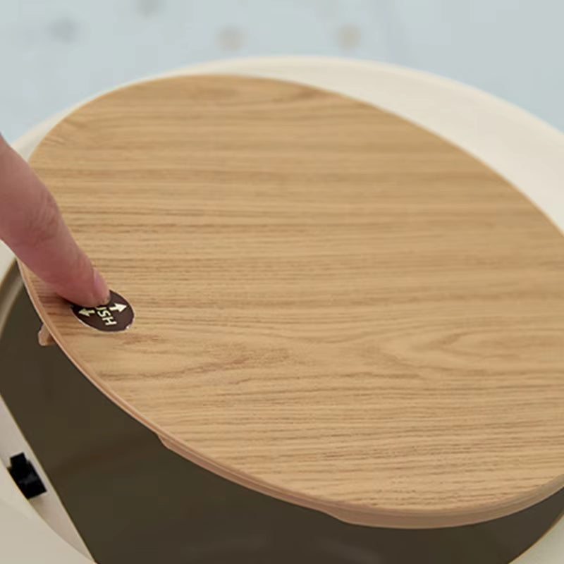 7L Runder Mülleimer mit Holzmaserung